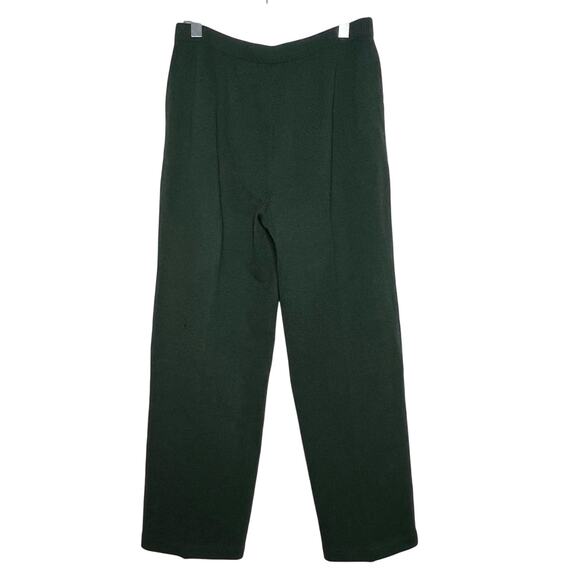 ST. JOHN MARIE GRAY Pleated Straight Knit Pants High Waist Green Womens Size 12 - Picture 5 of 8